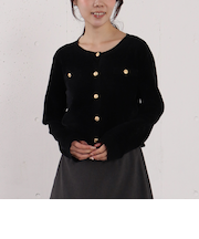 ベロアライク金ボタンニットカーディガン