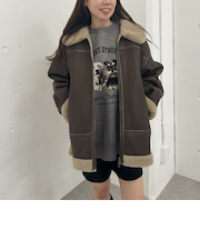 フェイクレザーミドルムートンジャケット