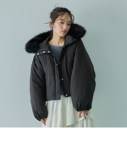 ACUOD by CHANU 2WAY リアルファー パフジャケット ブルゾン ACUOD by CHANU アクオド バイ チャヌ 17AW 日本製 2WAY リアルファー