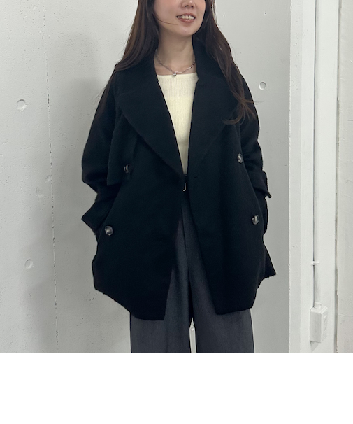 シャギーダブルミドルコート