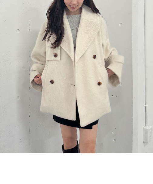 シャギーダブルミドルコート