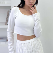 カップ付クロップドテレコＴＯＰＳ／