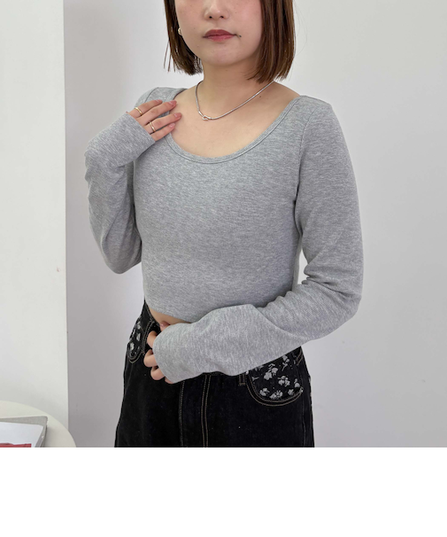カップ付クロップドテレコＴＯＰＳ／