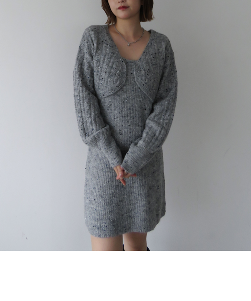 アルシーヴ（archives）/ケーブルニットチュニック×シャツミニワンピースＳＥＴ ケーブルニットチュニック×シャツミニワンピースSET｜アルシーヴの