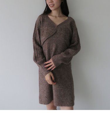 ネップケーブルニットボレロ×ミニキャミワンピＳＥＴ