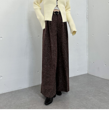 ベルト付ツイードワイドスラックス
