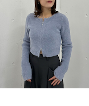 Ｗｚｉｐフェザーニットカーディガン