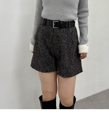 ベルト付ツイードショートパンツ