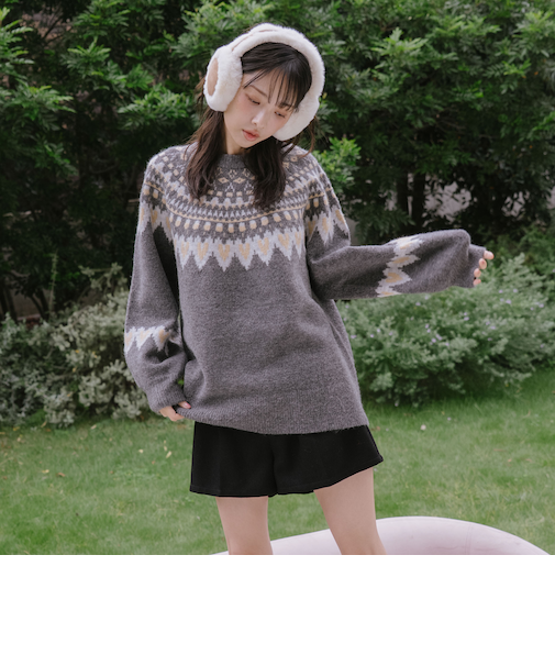 ハートミックスノルディックニットプルオーバー