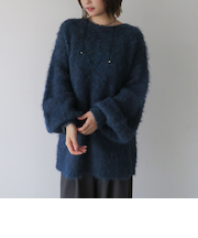 バックレースアップブラッシュニットプルオーバー