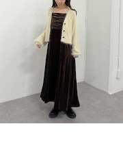 花柄ベロアキャミワンピース