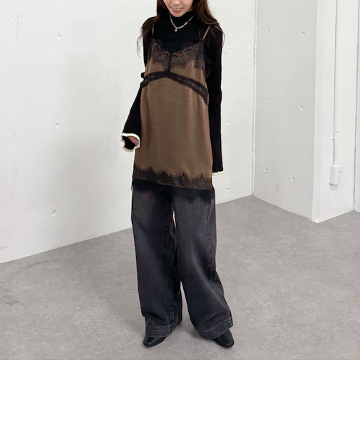 トリムレースミニキャミワンピース