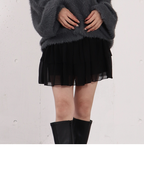 チェックアソートシフォンティアードミニスカート