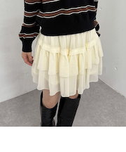 チェックアソートシフォンティアードミニスカート