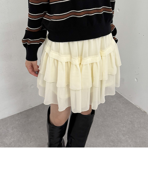 チェックアソートシフォンティアードミニスカート