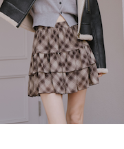 チェックアソートシフォンティアードミニスカート