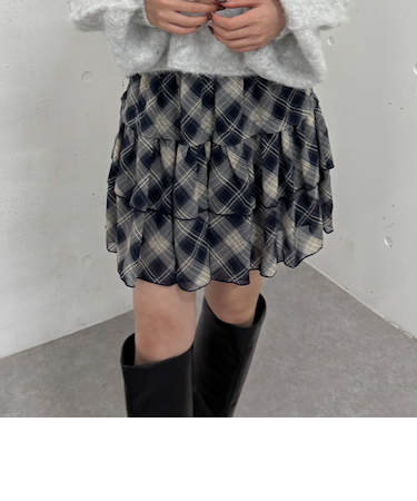 チェックアソートシフォンティアードミニスカート
