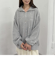 小花柄刺繍ハーフｚｉｐスウェット