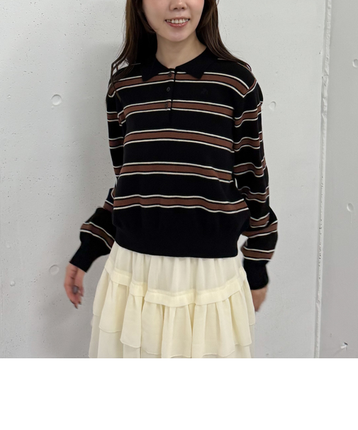 マルチボーダーポロニットプルオーバー