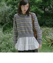 マルチボーダーポロニットプルオーバー