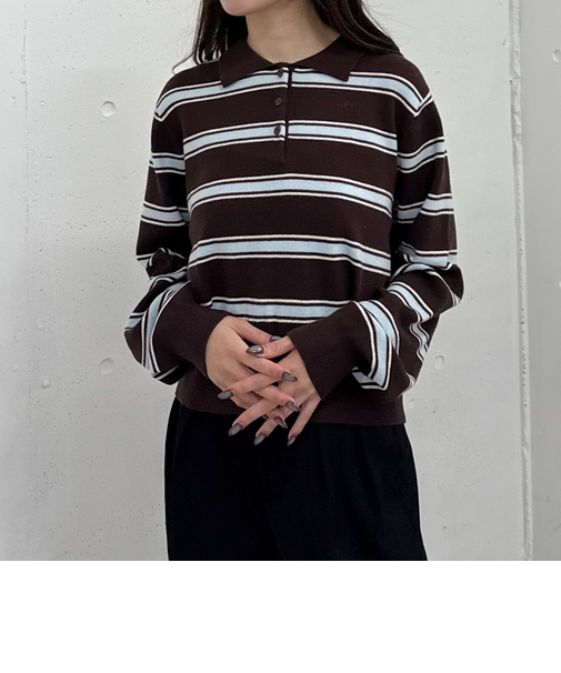 マルチボーダーポロニットプルオーバー