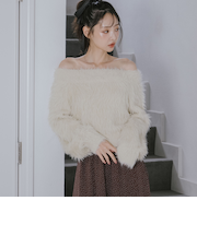 シャギーオフショルニットプルオーバー