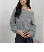 シャギーオフショルニットプルオーバー