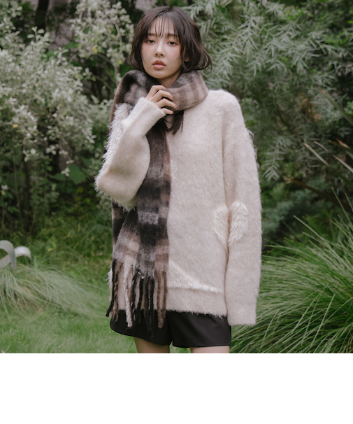 ハートインターシャミドルニットプルオーバー