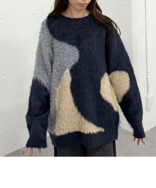 ハートインターシャミドルニットプルオーバー