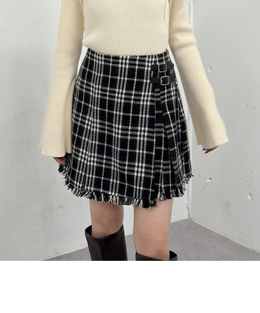 ツイードラップミニスカート
