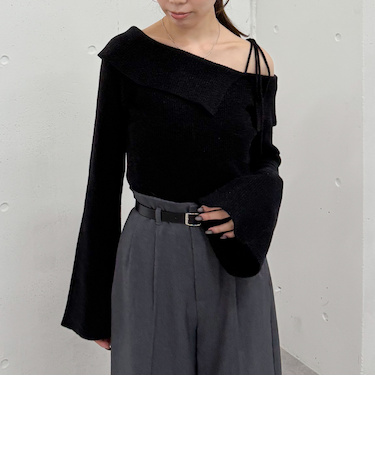 ミニフェザーワンショルニットプルオーバー