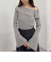 ミニフェザーワンショルニットプルオーバー