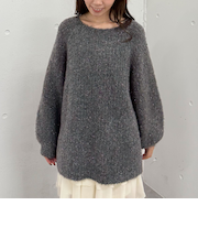 バックリボンラメブークレニットプルオーバー