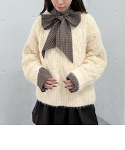 フェザーモールケーブルニットプルオーバー