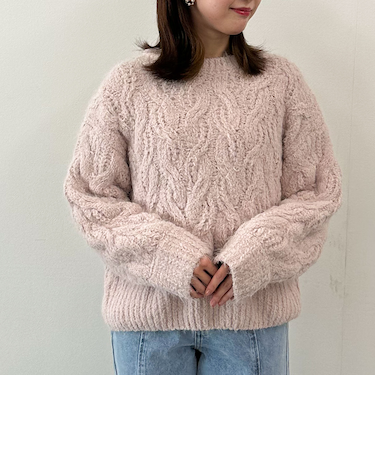 フェザーモールケーブルニットプルオーバー
