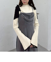 フレアスリーブリブニットプルオーバー