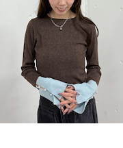 バイカラーフレアスリーブニット