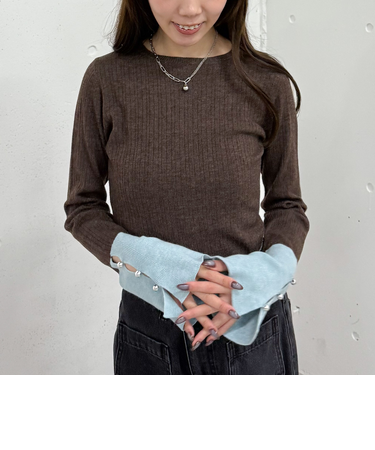 バイカラーフレアスリーブニット