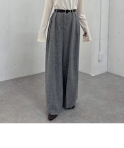 ベルト付ウールタックワイドスラックス