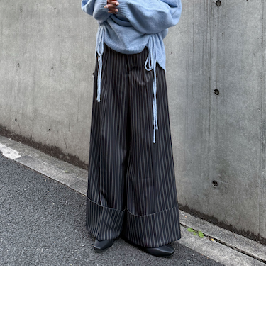 ロールＵＰストライプワイドスラックス