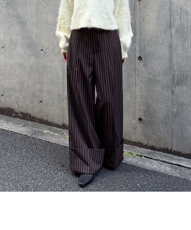 ロールＵＰストライプワイドスラックス