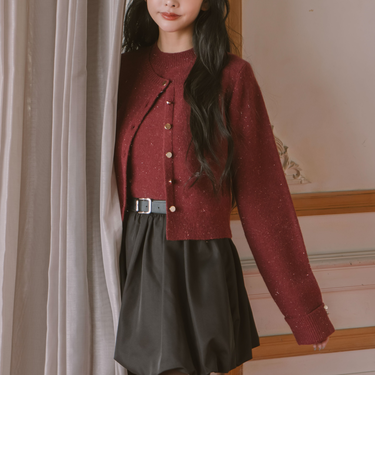 金ボタンラメニットアンサンブル