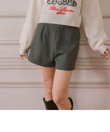 ラインストーンドットショートパンツ