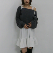 メランジフェザーニット×ミニキャミワンピースSET