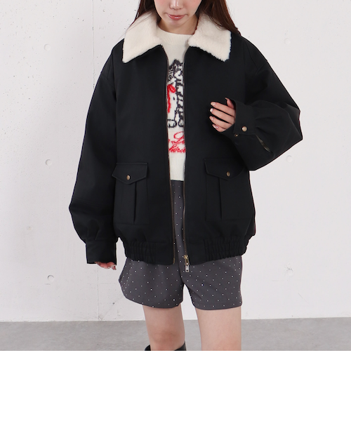 ファー衿付中綿フェイクレザーブルゾン｜アルシーヴの通販｜&mall