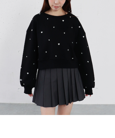 ランダムハート刺繍スウェット
