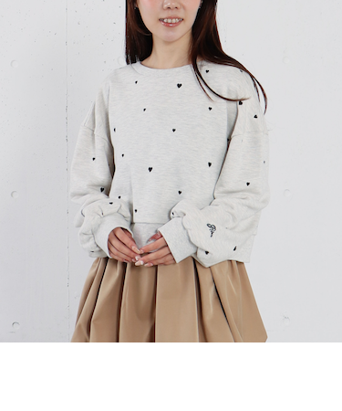 ランダムハート刺繍スウェット