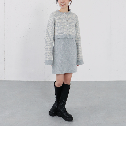 ツイードニットカーディガン×ミニキャミワンピＳＥＴ