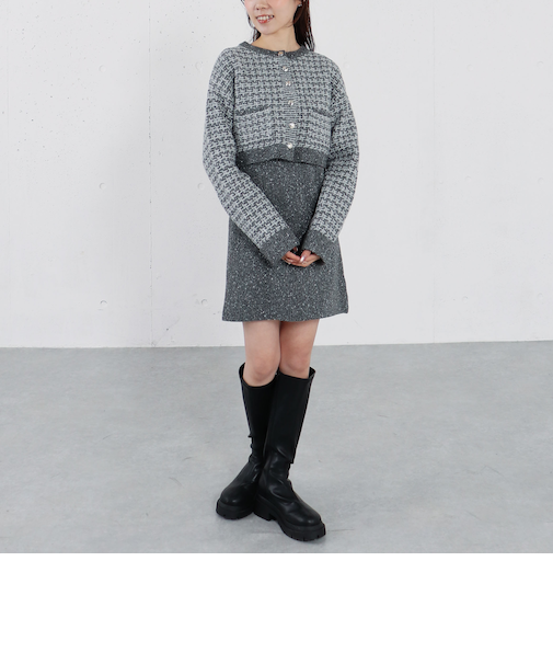 ツイードニットカーディガン×ミニキャミワンピＳＥＴ