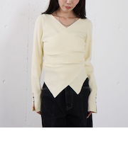 【オン／オフ使える！】ラインフィットクロスニットプルオーバー